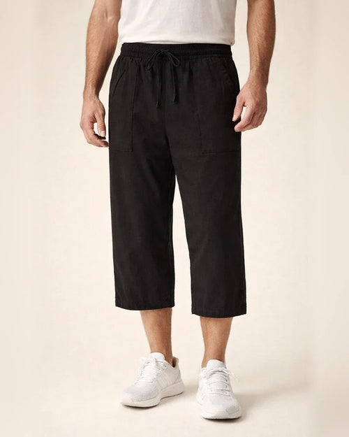 Men's Linen Shorts Summer Shorts Beach Shorts Capri Pants Pocket Drawstring Elastic Waist Plain Breathable Soft Calf-Length Sports Outdoor Linen / Cotton Blend Casual Black Navy Blue | JRSEE:ad34341c-c6df-464c-a8ce-a42b024bccde