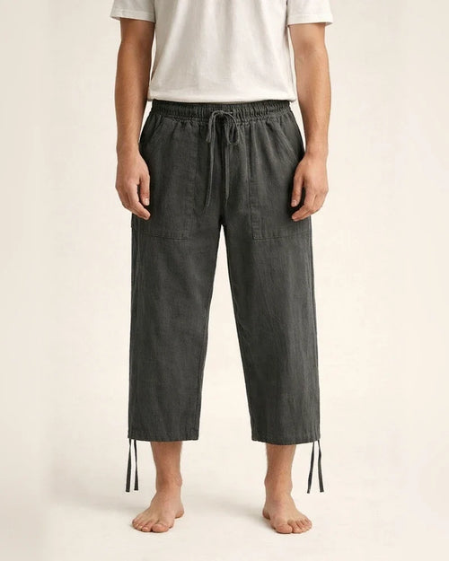 Men's Linen Shorts Summer Shorts Beach Shorts Capri Pants Pocket Drawstring Elastic Waist Plain Breathable Soft Calf-Length Sports Outdoor Linen / Cotton Blend Casual Black Navy Blue | JRSEE:838b48b4-e76d-4a7f-a7c7-d871456d3485