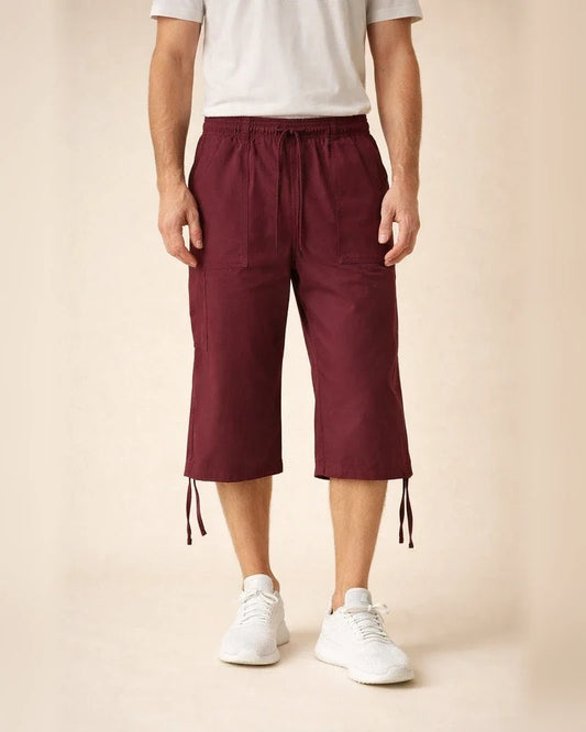 Men's Linen Shorts Summer Shorts Beach Shorts Capri Pants Pocket Drawstring Elastic Waist Plain Breathable Soft Calf-Length Sports Outdoor Linen / Cotton Blend Casual Black Navy Blue | JRSEE:0768ab2f-15fe-457f-b422-fadd8c457729