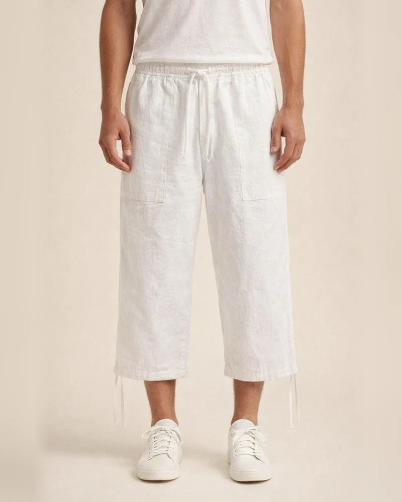 Men's Linen Shorts Summer Shorts Beach Shorts Capri Pants Pocket Drawstring Elastic Waist Plain Breathable Soft Calf-Length Sports Outdoor Linen / Cotton Blend Casual Black Navy Blue | JRSEE:20141543-064b-422e-905a-2858054a8ec3