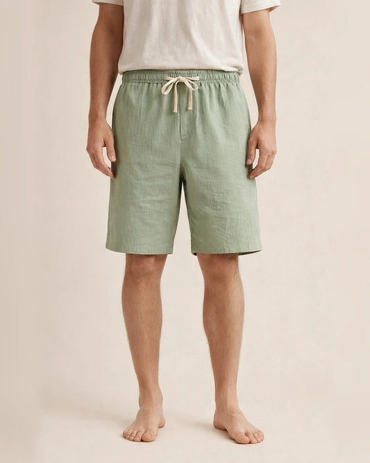 Men's Linen Shorts Summer Shorts Beach Shorts Pocket Drawstring Plain Short Daily Linen / Cotton Blend Casual / Sporty Black White | JRSEE:6211bac0-8fb3-49b0-bd29-f43cc77884e1