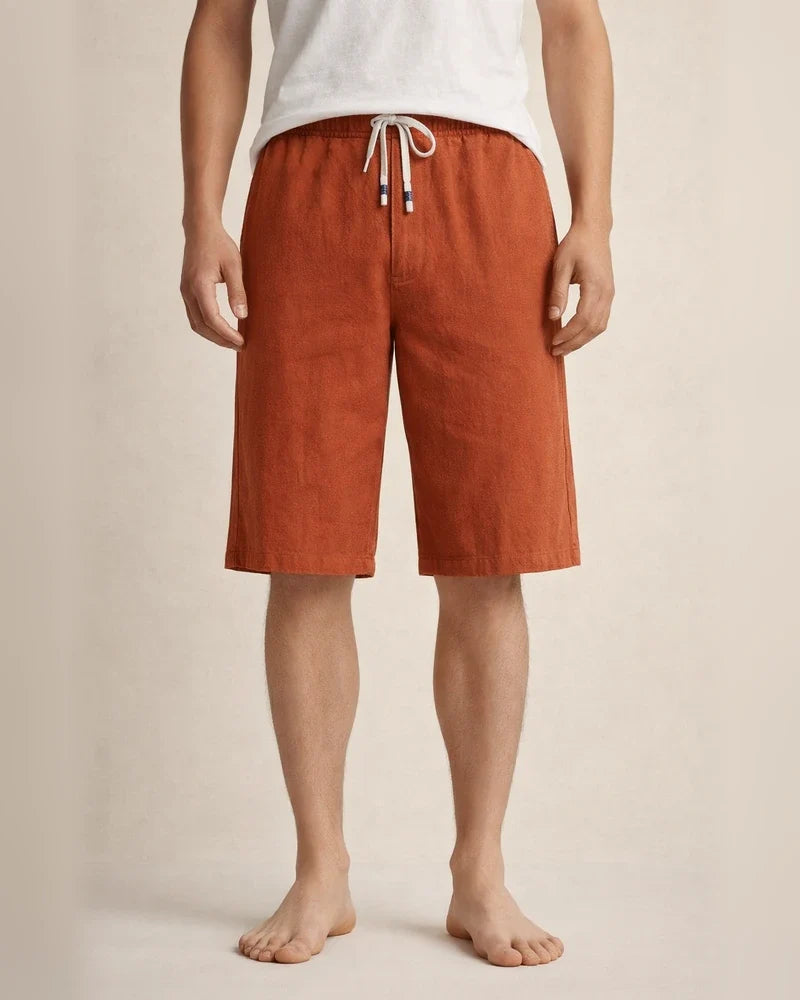 Men's Linen Shorts Summer Shorts Casual Shorts Pocket Drawstring Elastic Waist Plain Knee Length Outdoor Daily Going out Linen / Cotton Blend Basic Fashion Black Red Micro-elastic | JRSEE:56bc7857-9835-4aed-909c-67ccf58817d5