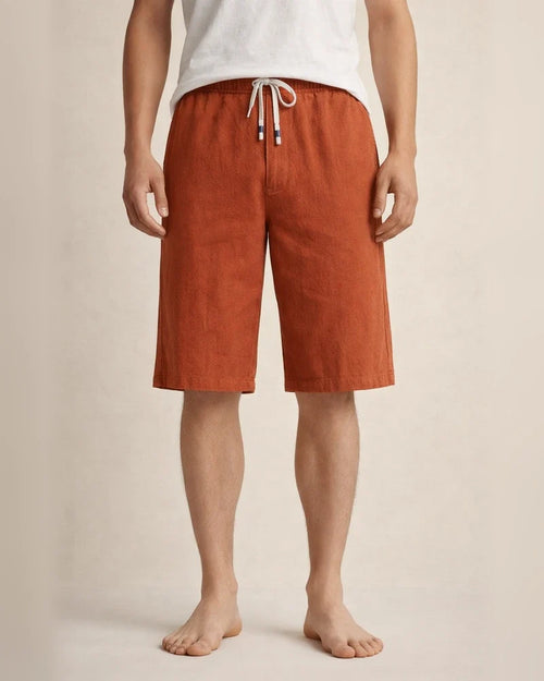 Men's Linen Shorts Summer Shorts Casual Shorts Pocket Drawstring Elastic Waist Plain Knee Length Outdoor Daily Going out Linen / Cotton Blend Basic Fashion Black Red Micro-elastic | JRSEE:56bc7857-9835-4aed-909c-67ccf58817d5