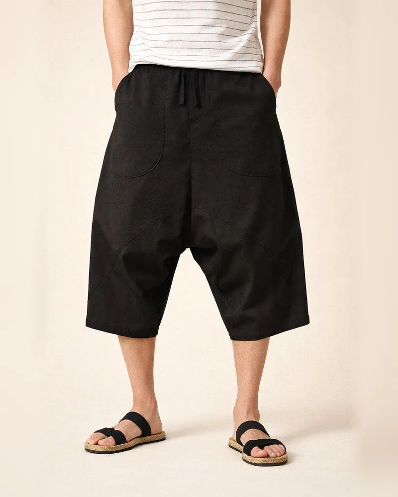 Men's Linen Shorts Summer Shorts Harem Pants Pocket Drawstring Elastic Waist Plain Outdoor Daily Going out Linen / Cotton Blend Fashion Streetwear Black Wine | JRSEE:79a4876e-6a2d-4fff-a88d-ad65ecf5f888