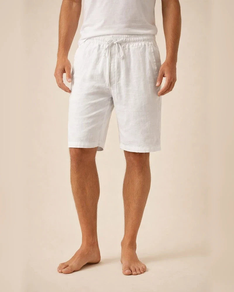 Men's Linen Shorts Summer Shorts Pocket Drawstring Elastic Waist Plain Comfort Outdoor Daily Going Out Linen / Cotton Blend Fashion Streetwear Black White | JRSEE:c9840559-5beb-41a8-869b-9c3060246e6d