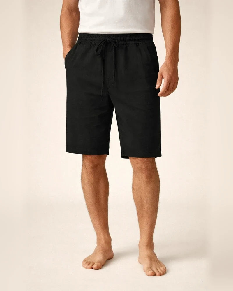 Men's Linen Shorts Summer Shorts Pocket Drawstring Elastic Waist Plain Comfort Outdoor Daily Going Out Linen / Cotton Blend Fashion Streetwear Black White | JRSEE:e97ad564-b455-463a-84a6-062a39b88fe1