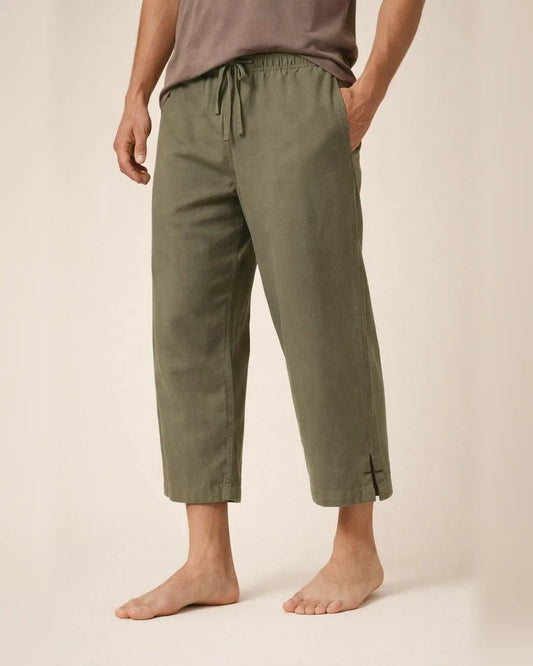 Men's Linen Summer Long Pants Beach Pants Solid Color Split-Leg Casual Vacation Pants | JRSEE:27fe4878-ea78-43d7-afe8-d9d8136a9dea