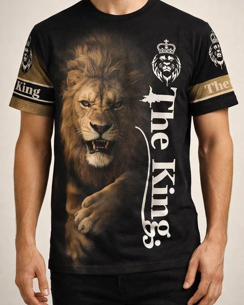 Men's Lion King 3D Digital Printing T-shirt Summer New Round Neck Short-sleeved Clothes Casual Animal Pattern T-shirt | JRSEE:c72a56dd-ff91-4769-8752-67db2f5bf362