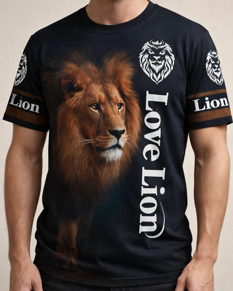 Men's Lion King 3D Digital Printing T-shirt Summer New Round Neck Short-sleeved Clothes Casual Animal Pattern T-shirt | JRSEE:4cbc8eaa-9d46-483b-9302-1167c8ce0671