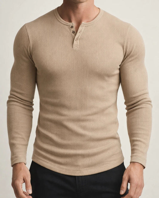 Men's Long Sleeve Tops Fitness High Stretch Bottom Shirt Men's Staple Button V-Neck Solid Color Large Size Casual T-Shirt | JRSEE:92966ea8-a01c-43b3-b5cd-85641e1b0ef1