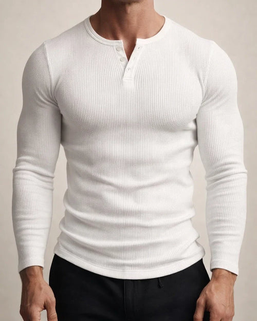 Men's Long Sleeve Tops Fitness High Stretch Bottom Shirt Men's Staple Button V-Neck Solid Color Large Size Casual T-Shirt | JRSEE:351673ab-dd43-40e5-b7b8-7f96210eb9ad
