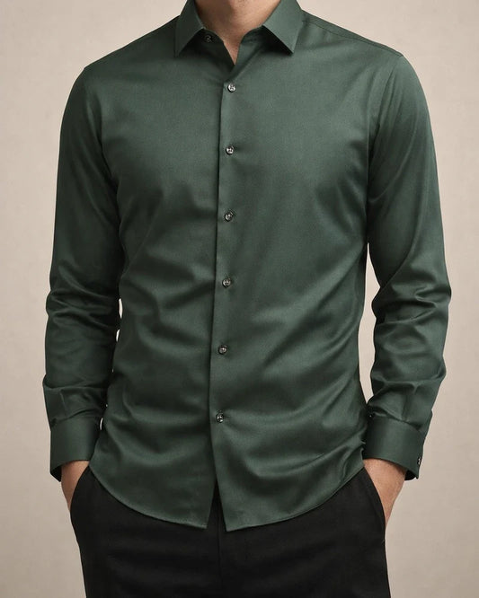 Men's Long-sleeved Mulberry Silk Solid Color Long-sleeved Work Shirt Business Professional Slim Shirt Business Formal Wear | JRSEE:86fb1ed4-c4c8-4a95-87da-b5684e713589