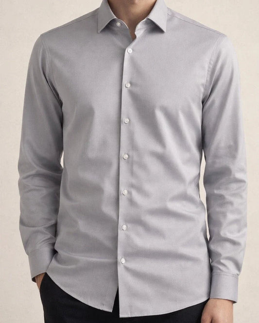 Men's Long-sleeved Mulberry Silk Solid Color Long-sleeved Work Shirt Business Professional Slim Shirt Business Formal Wear | JRSEE:14c039ca-e3eb-44ed-b7e2-53114a44af44