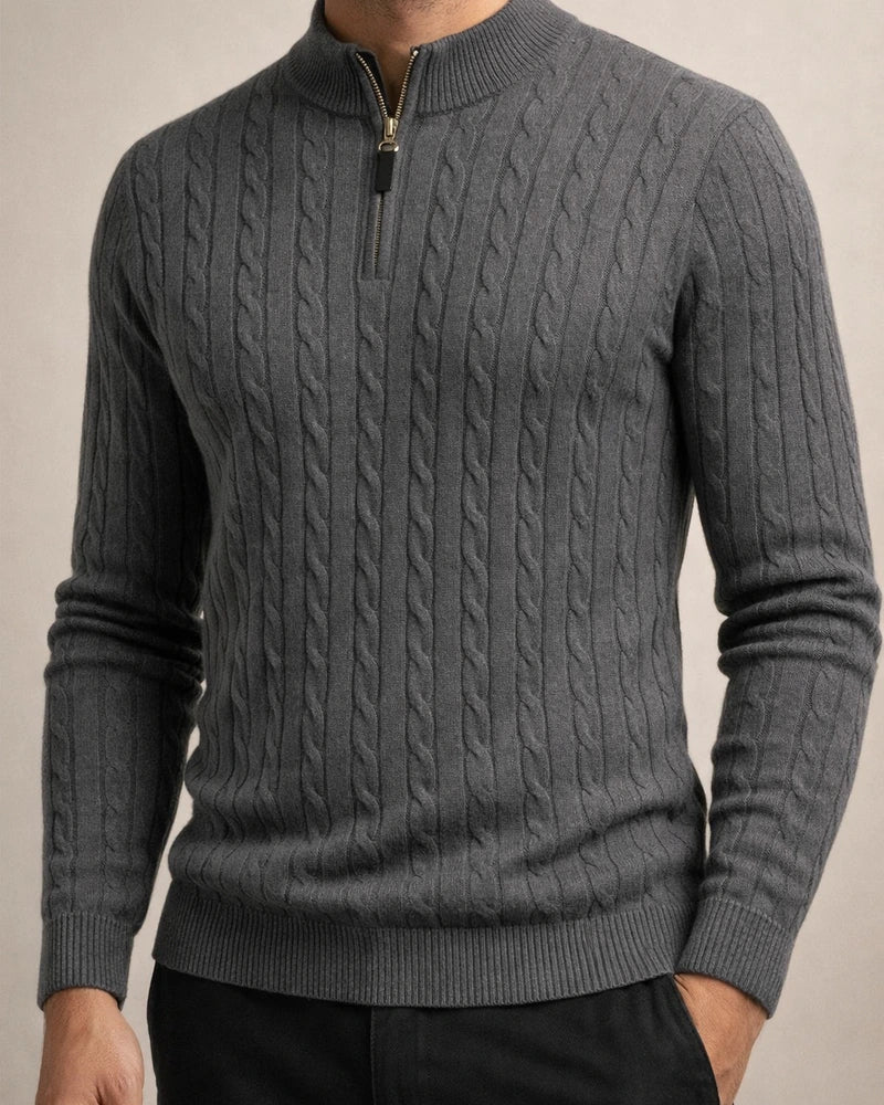 Men's Long-sleeved Twist Half-turtleneck Zip-knit Sweater | JRSEE:a684722c-65a0-46a3-ad03-f7ce2b7acdb1