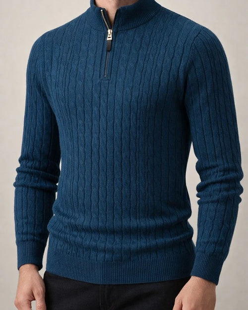 Men's Long-sleeved Twist Half-turtleneck Zip-knit Sweater | JRSEE:688978a4-7543-46c1-a3ee-4a1ebd9747f9