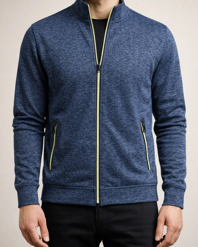 Men's Long-Zip Knit Sweater with Light Fleece Lining for Fall/Winter | JRSEE:ca188edf-7f45-43c9-a5bd-d6bcf0226469