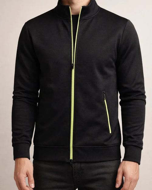 Men's Long-Zip Knit Sweater with Light Fleece Lining for Fall/Winter | JRSEE:7d149a77-2738-4d27-bf9f-68359bcedc1d