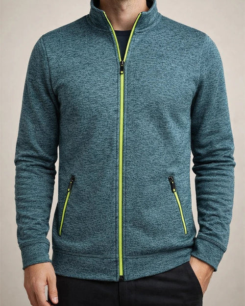 Men's Long-Zip Knit Sweater with Light Fleece Lining for Fall/Winter | JRSEE:eb958fba-9b2c-4c92-8ccb-7ff3deb9e32d
