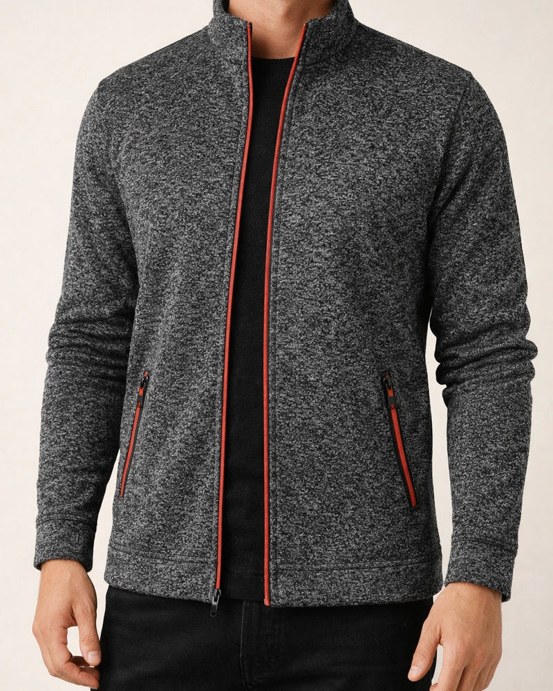 Men's Long-Zip Knit Sweater with Light Fleece Lining for Fall/Winter | JRSEE:6c86a339-d958-4a32-bd92-15d099d818f1