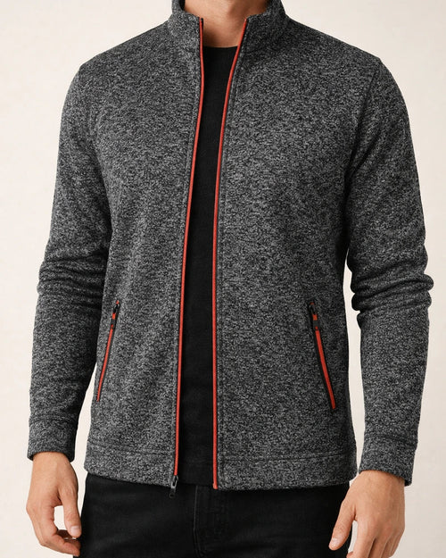 Men's Long-Zip Knit Sweater with Light Fleece Lining for Fall/Winter | JRSEE:6c86a339-d958-4a32-bd92-15d099d818f1