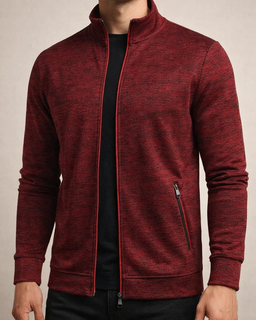 Men's Long-Zip Knit Sweater with Light Fleece Lining for Fall/Winter | JRSEE:da85b8c8-1615-492e-a0ad-83ba1df9a6c1