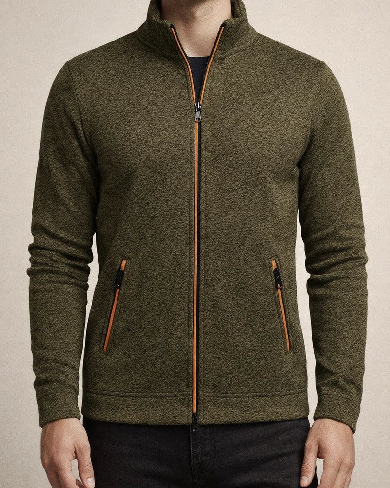 Men's Long-Zip Knit Sweater with Light Fleece Lining for Fall/Winter | JRSEE:19c45754-fb15-4c9d-8244-1920ee118017