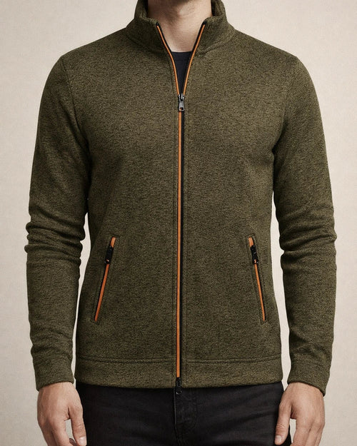 Men's Long-Zip Knit Sweater with Light Fleece Lining for Fall/Winter | JRSEE:19c45754-fb15-4c9d-8244-1920ee118017