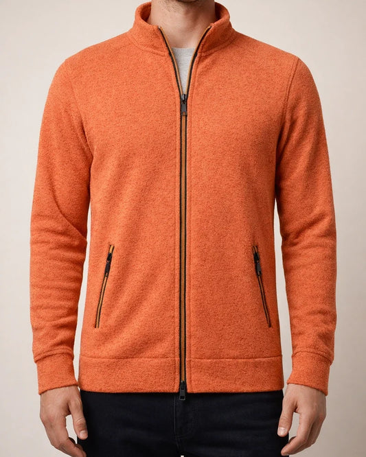 Men's Long-Zip Knit Sweater with Light Fleece Lining for Fall/Winter | JRSEE:6ef176bb-7ca7-48dd-b92d-bb8d50183801