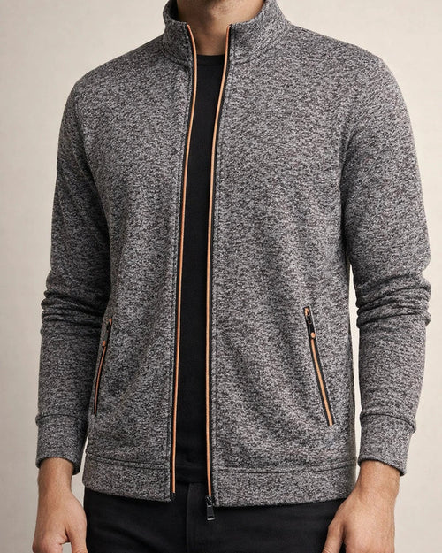 Men's Long-Zip Knit Sweater with Light Fleece Lining for Fall/Winter | JRSEE:54e5c740-7aec-4d51-95f9-e7a84742b3a3