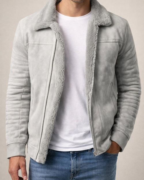 Men's Matte Velvet Solid Color Composite Leather Jacket | JRSEE:7370f990-d2ae-4807-b2ff-baaa5b8ce252
