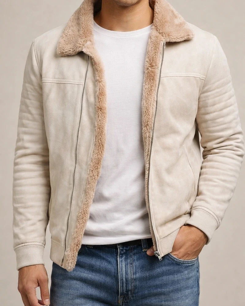Men's Matte Velvet Solid Color Composite Leather Jacket | JRSEE:56f7caa8-c56d-401e-84e2-e6fbd115f94a