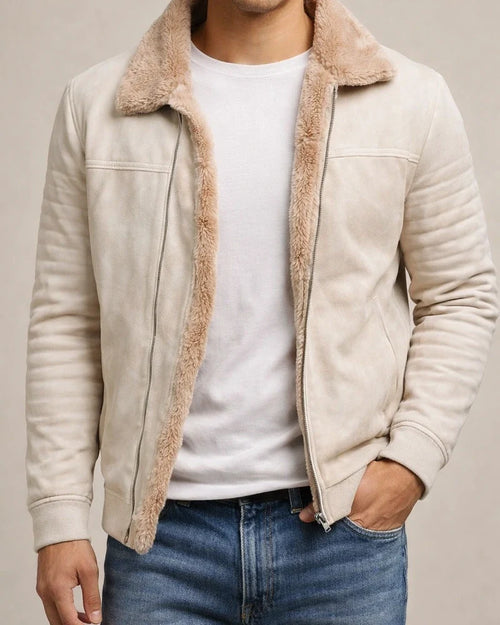 Men's Matte Velvet Solid Color Composite Leather Jacket | JRSEE:56f7caa8-c56d-401e-84e2-e6fbd115f94a