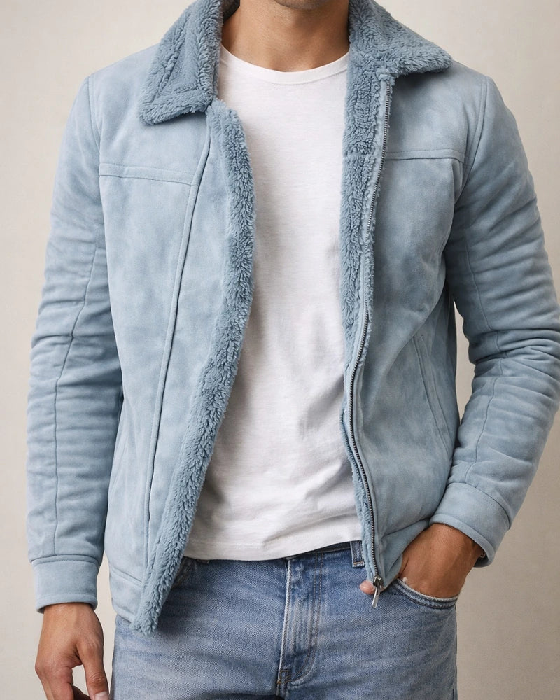 Men's Matte Velvet Solid Color Composite Leather Jacket | JRSEE:5e7c9cc7-1cec-4b43-8d1f-cc5eb3532d32