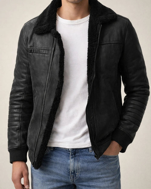 Men's Matte Velvet Solid Color Composite Leather Jacket | JRSEE:0f72b42a-68dd-4a08-9dc5-be25c74b6509