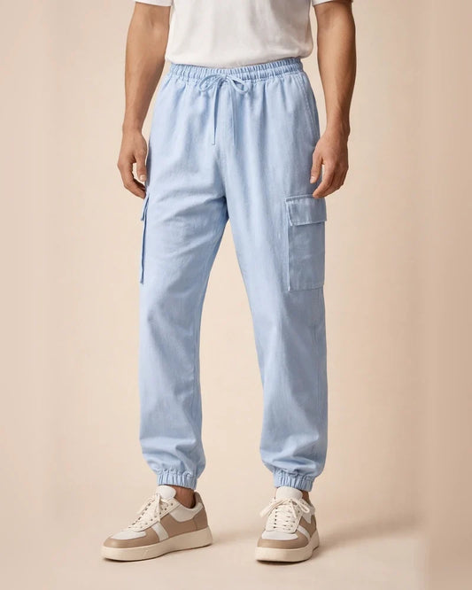 Men's New Cotton and Linen Casual Tie Rope Solid Color Loose Large Size Work Pants | JRSEE:ed362432-ef12-456f-8d81-9a0ae43bb55f