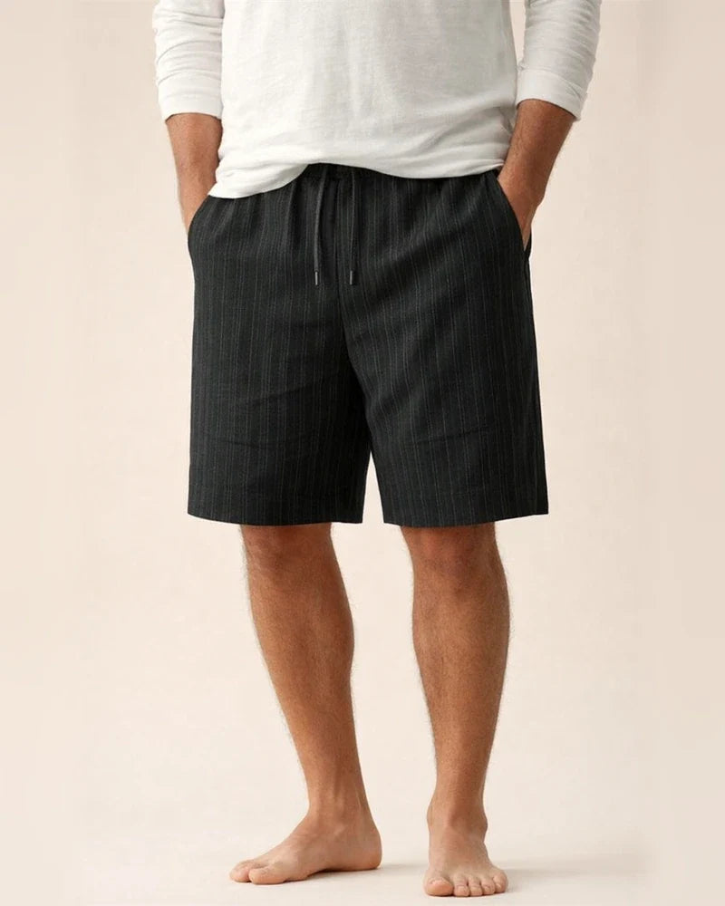 Men's New Cotton Linen Shorts Multi-pocket Models Tie Rope Men's Striped Beach Pants | JRSEE:bee55539-b409-4e4c-b041-7c463405c583