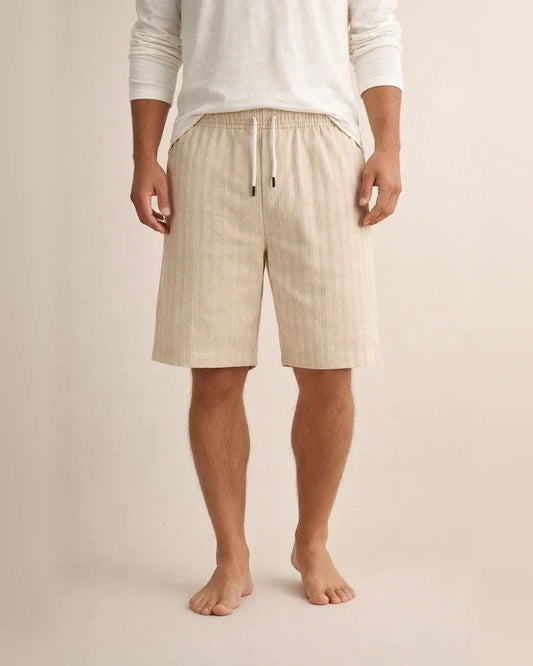 Men's New Cotton Linen Shorts Multi-pocket Models Tie Rope Men's Striped Beach Pants | JRSEE:3cad10b8-b548-49a6-a535-5c8553be52c1