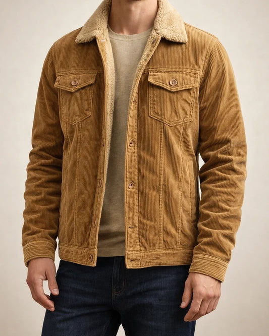 Men’s New Fall/Winter Long-Sleeve Notched-Collar Fleece-Lined Corduroy Jacket | JRSEE:c7b3bc98-f972-4117-8434-6e1eb7b3c641