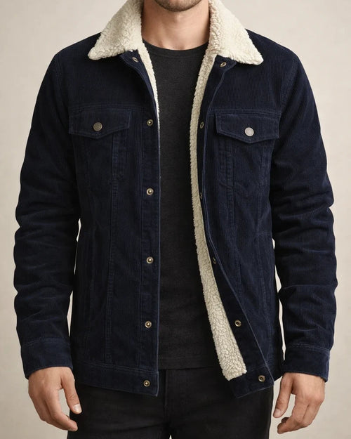 Men’s New Fall/Winter Long-Sleeve Notched-Collar Fleece-Lined Corduroy Jacket | JRSEE:697b7de7-29b9-40fb-b8c3-c96d51910d79