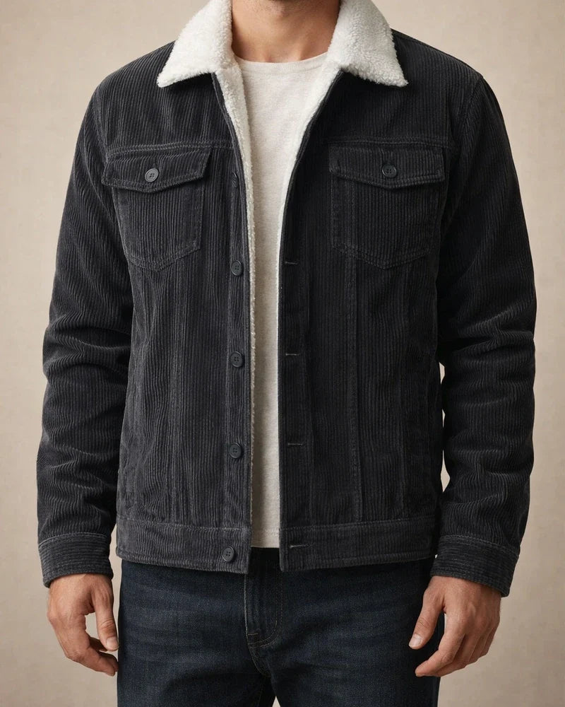 Men’s New Fall/Winter Long-Sleeve Notched-Collar Fleece-Lined Corduroy Jacket | JRSEE:67d5ef4f-e4e9-4774-9c5f-9e90af238309