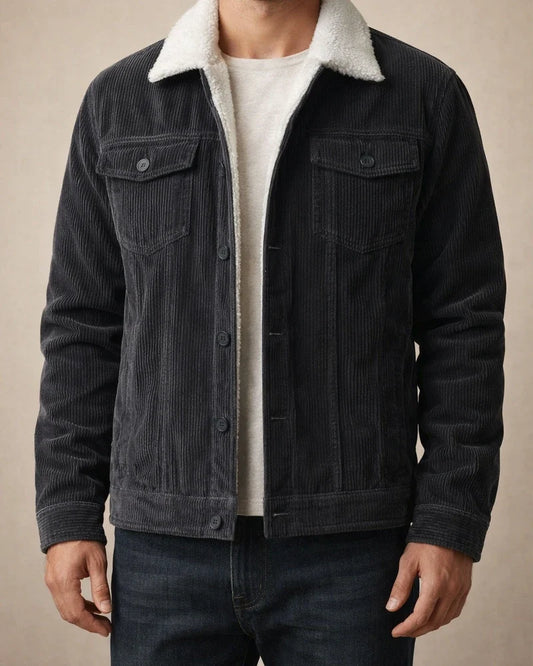 Men’s New Fall/Winter Long-Sleeve Notched-Collar Fleece-Lined Corduroy Jacket | JRSEE:67d5ef4f-e4e9-4774-9c5f-9e90af238309