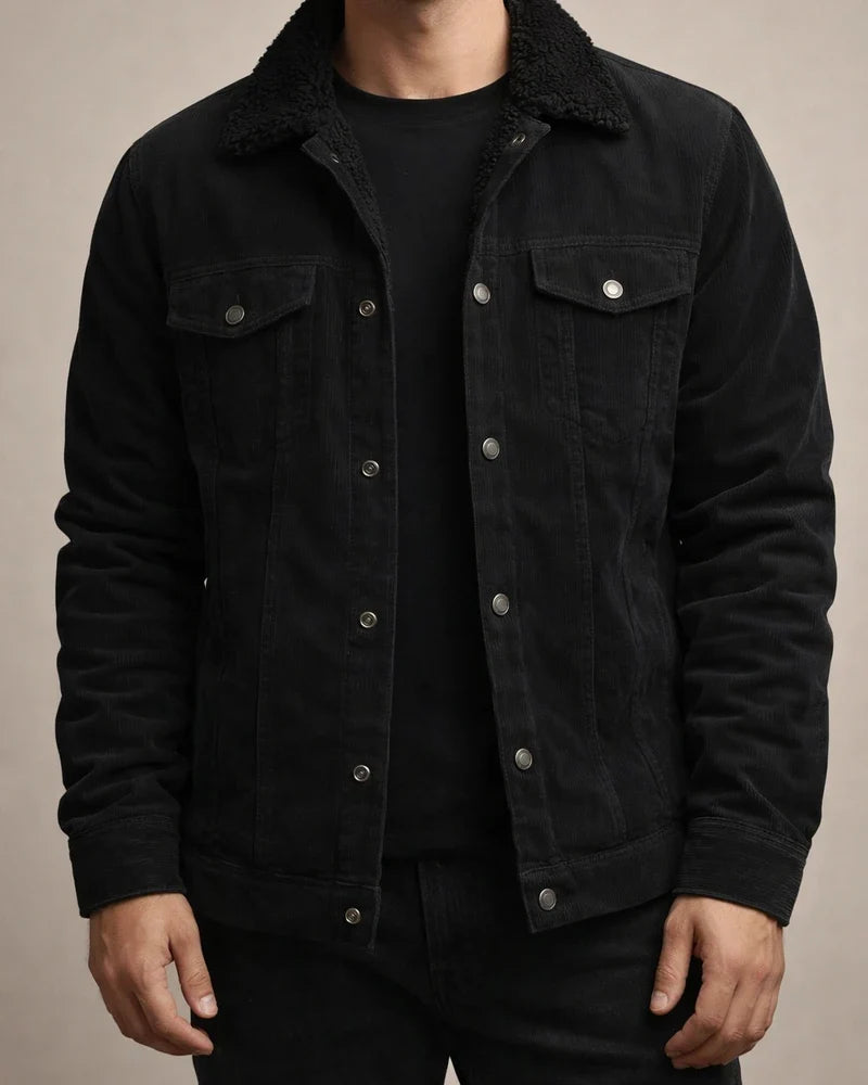 Men’s New Fall/Winter Long-Sleeve Notched-Collar Fleece-Lined Corduroy Jacket | JRSEE:6a530d49-45fa-4f39-a747-74fffe803391