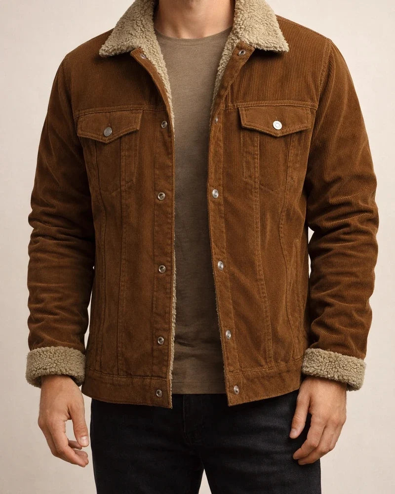 Men’s New Fall/Winter Long-Sleeve Notched-Collar Fleece-Lined Corduroy Jacket | JRSEE:f0a03091-5757-46cb-b2f1-2b29979283ca