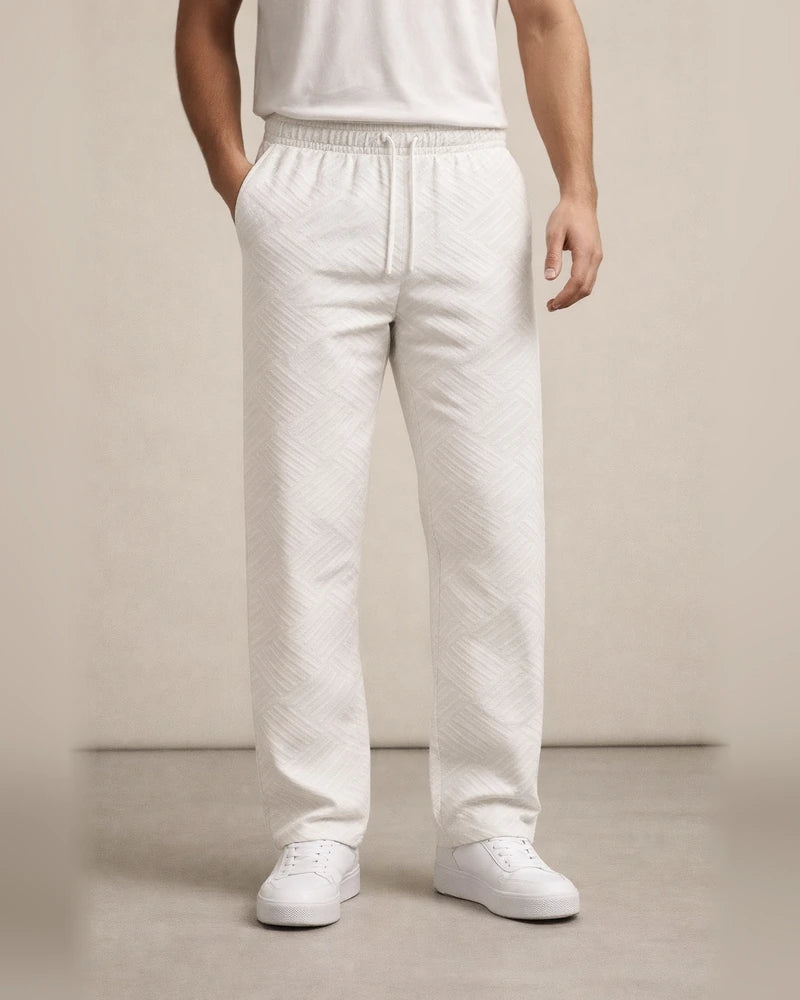 Men's New Seasonal Casual Jacquard Loose-fitting Casual Solid Color Sports Long Pants | JRSEE:ad975113-968a-4b47-9c30-28d968eafdb3