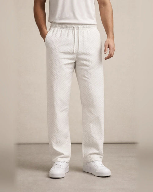 Men's New Seasonal Casual Jacquard Loose-fitting Casual Solid Color Sports Long Pants | JRSEE:ad975113-968a-4b47-9c30-28d968eafdb3