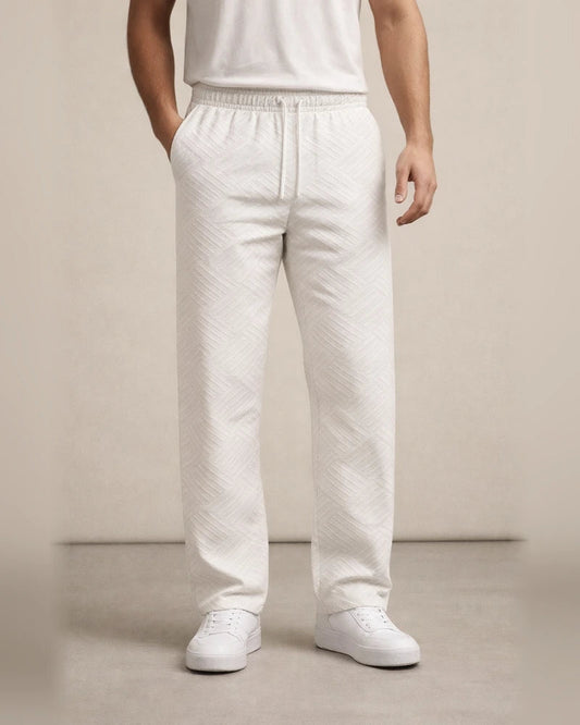 Men's New Seasonal Casual Jacquard Loose-fitting Casual Solid Color Sports Long Pants | JRSEE:ad975113-968a-4b47-9c30-28d968eafdb3