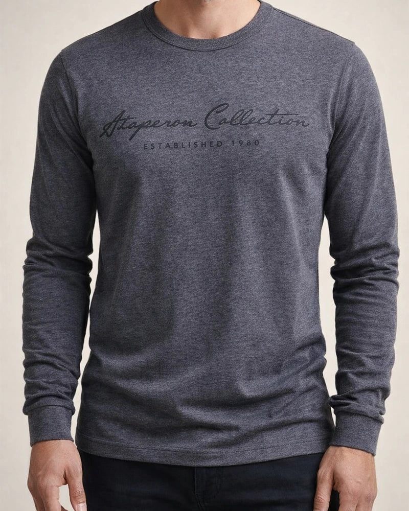 Men's New Solid Color T-Shirt Casual Crew Neck Cotton Letter Print Long Sleeve T-Shirt | JRSEE:fa9dc636-64e0-47c5-b716-012b41e7bd09