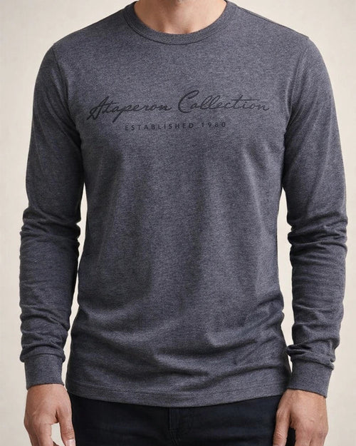 Men's New Solid Color T-Shirt Casual Crew Neck Cotton Letter Print Long Sleeve T-Shirt | JRSEE:fa9dc636-64e0-47c5-b716-012b41e7bd09