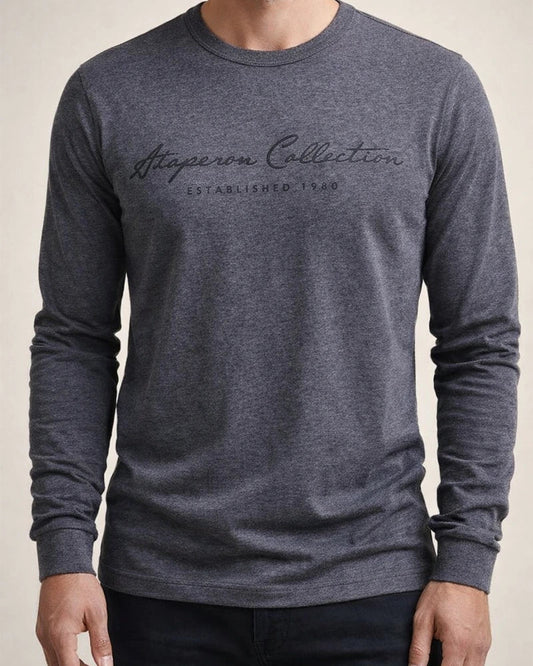 Men's New Solid Color T-Shirt Casual Crew Neck Cotton Letter Print Long Sleeve T-Shirt | JRSEE:fa9dc636-64e0-47c5-b716-012b41e7bd09