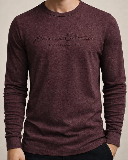 Men's New Solid Color T-Shirt Casual Crew Neck Cotton Letter Print Long Sleeve T-Shirt | JRSEE:f64d0207-5c0e-4331-b8cf-47523d884c80